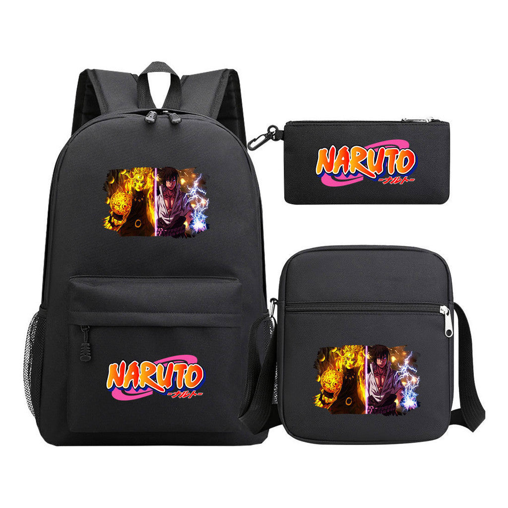 Anime Naruto Starry Sky Student School Bag Three Piece Set For Men And Women Backpack Set
