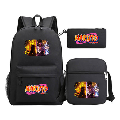 Anime Naruto Starry Sky Student School Bag Three Piece Set For Men And Women Backpack Set