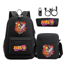 Naruto Usb Password Lock Youth Student Backpack Three Piece Set Backpack Set