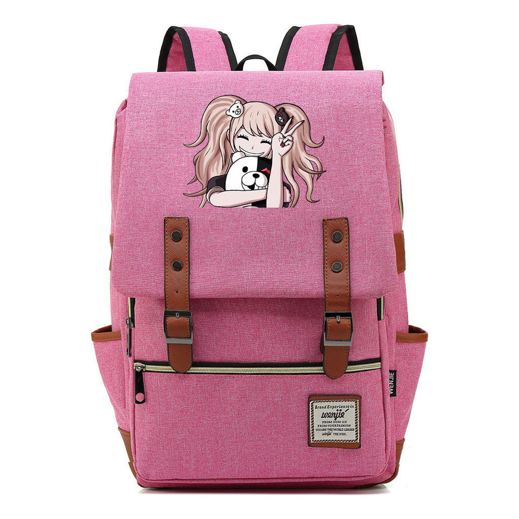 Printed Teenage Student Backpack For Men And Women With Casual Belt Buckle Classic Backpack