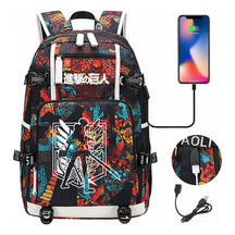 The Giant Of Manga Attack Usb Youth Student Backpack For Men And Women's Leisure Travel Backpack