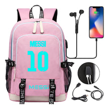 Blue Luminous Sports Football Star Teenagers Schoolbag Usb Leisure Backpack Men And Women