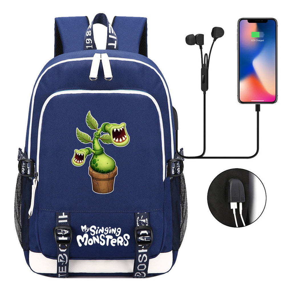 Monster Concert Printed Student Backpack Usb Leisure Backpack