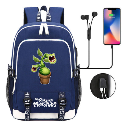 Monster Concert Printed Student Backpack Usb Leisure Backpack