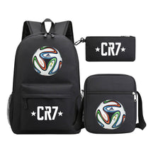Sports star Cristiano Ronaldo printed youth student backpack 3-piece set for boys and girls backpack set