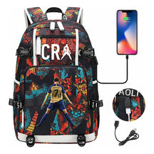 Football Star Cristiano Ronaldo Printed Youth Student Backpack Leisure Travel Backpack