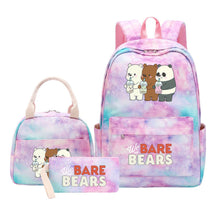 Cartoon Cute Three Bears Youth Student Girls School Bag Lunch Bag Three Piece Set Backpack Set