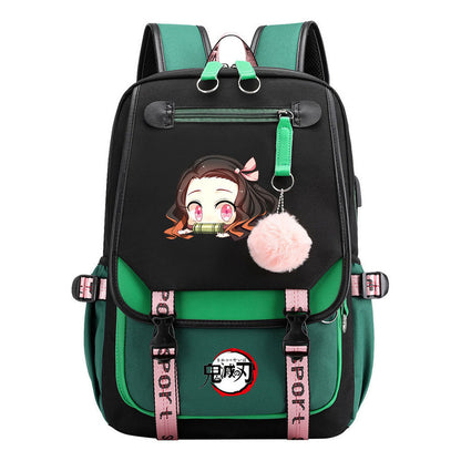 Comic Cartoon Fashion Usb Youth Student Backpack With Casual Woven Strap Flip Back Backpack