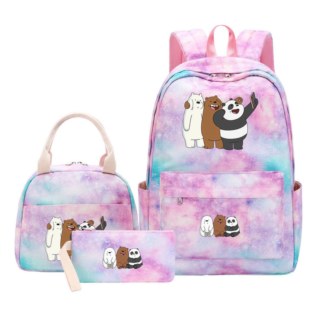 Cartoon Cute Three Cheap Bear Student Backpack Lunch Bag Three Piece Set Backpack Set
