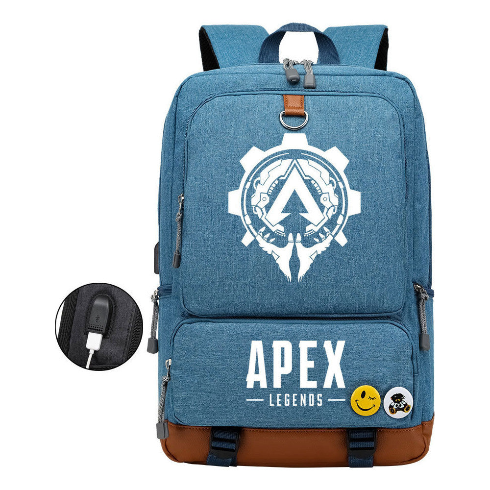 Apex Hero Print Usb Student Backpack Leisure Travel Backpack