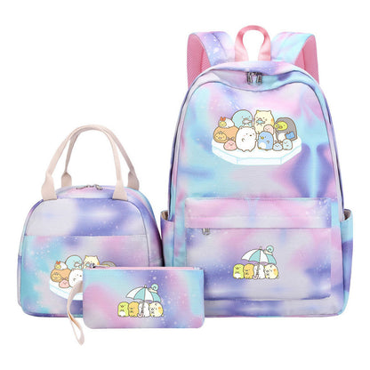 Game Corner Biology Youth School Bag Lunch Bag Three Piece Set Backpack Set