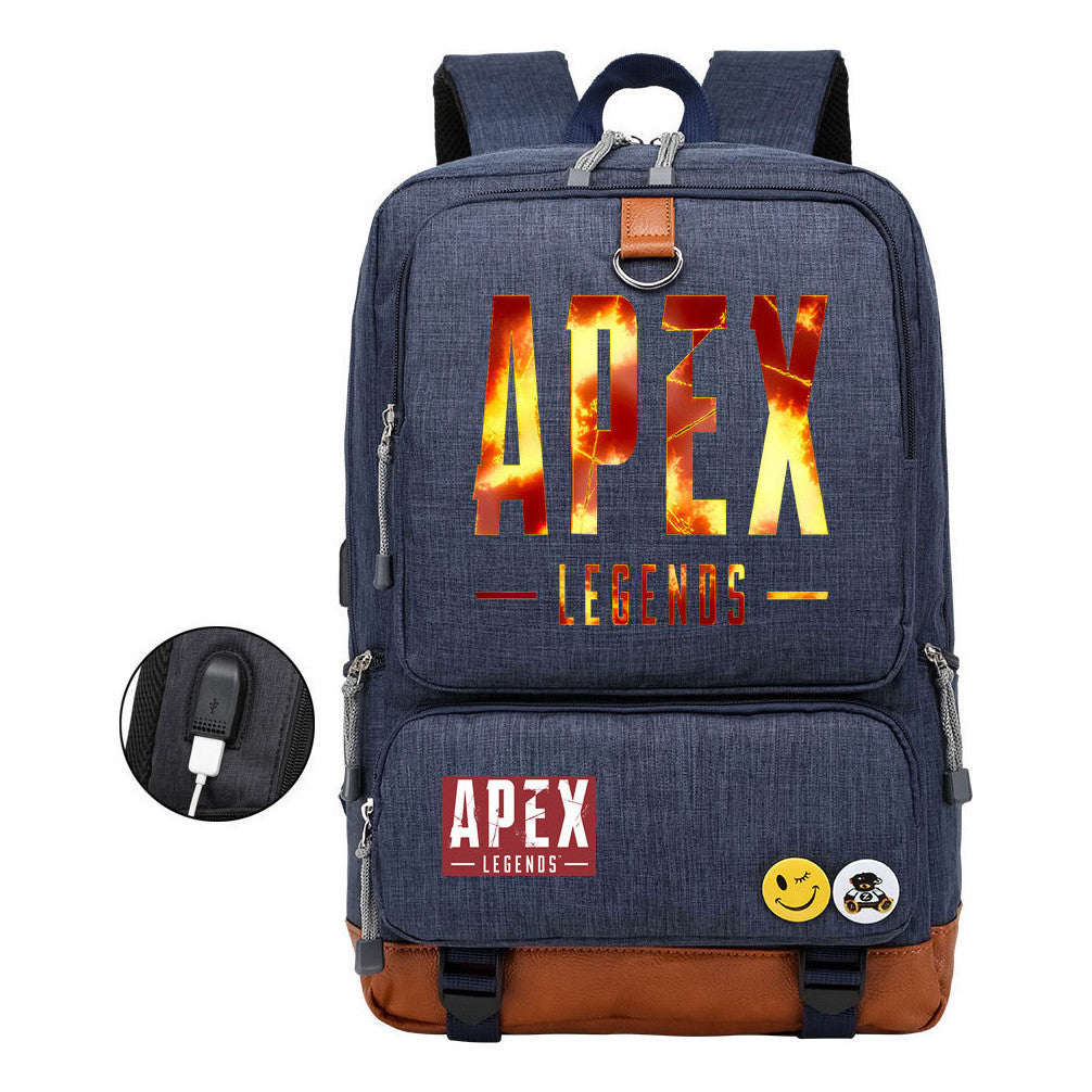 Apex Hero Print Usb Youth School Bag Leisure Travel Backpack