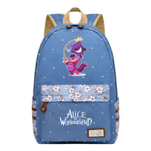Anime Cartoon Cheshire Cat Print Student Backpack, Floral Casual Backpack
