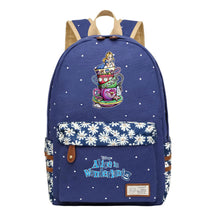 Anime Cartoon Cheshire Cat Print Youth Student Backpack With Floral Casual Backpack