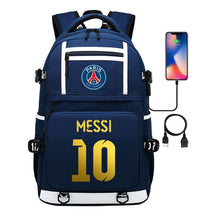 Gold Sports Football Star Printed Usb Youth School Bag Backpack Leisure Travel Backpack