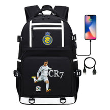 Football Star Cristiano Ronaldo Printed Usb Youth Student Backpack For Men And Women, Backpack For Leisure Travel