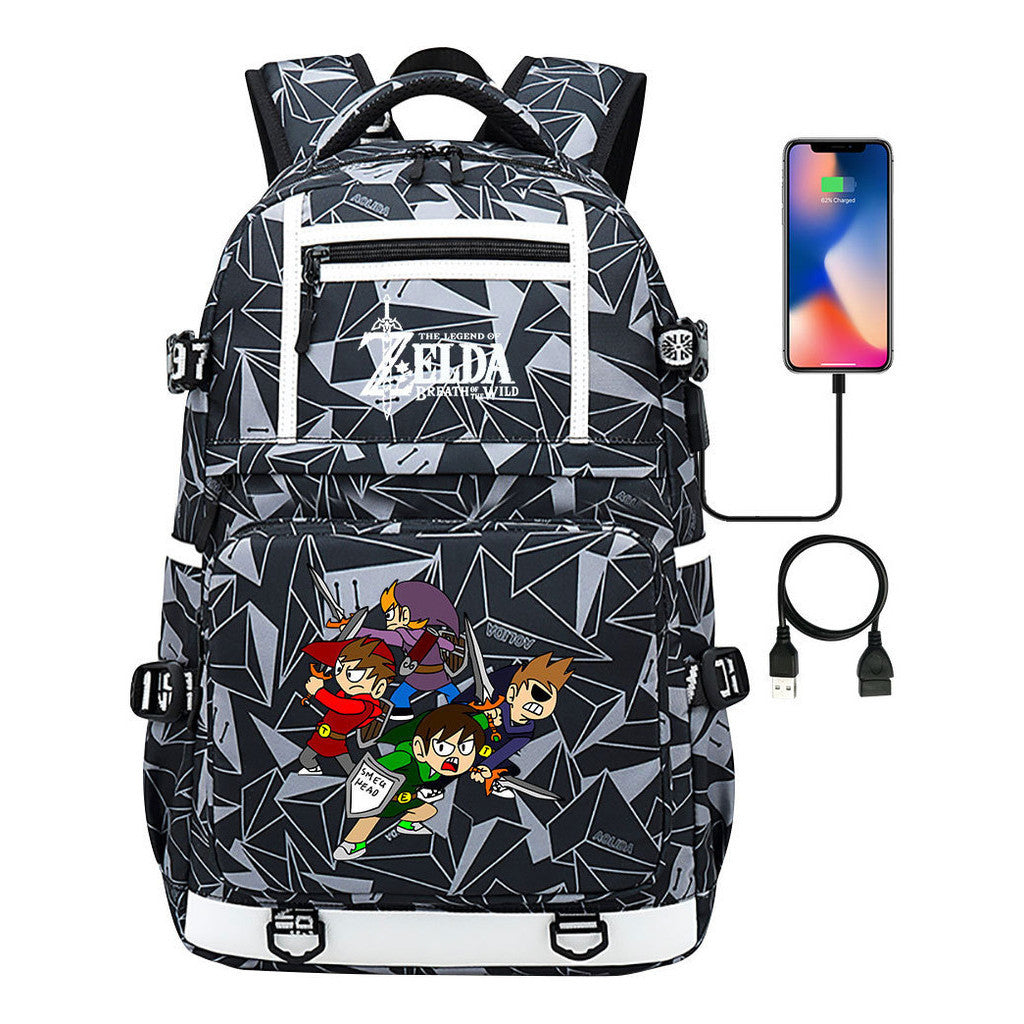 Legend Of Zelda Printed Usb Youth School Bag Backpack Leisure Travel Bag