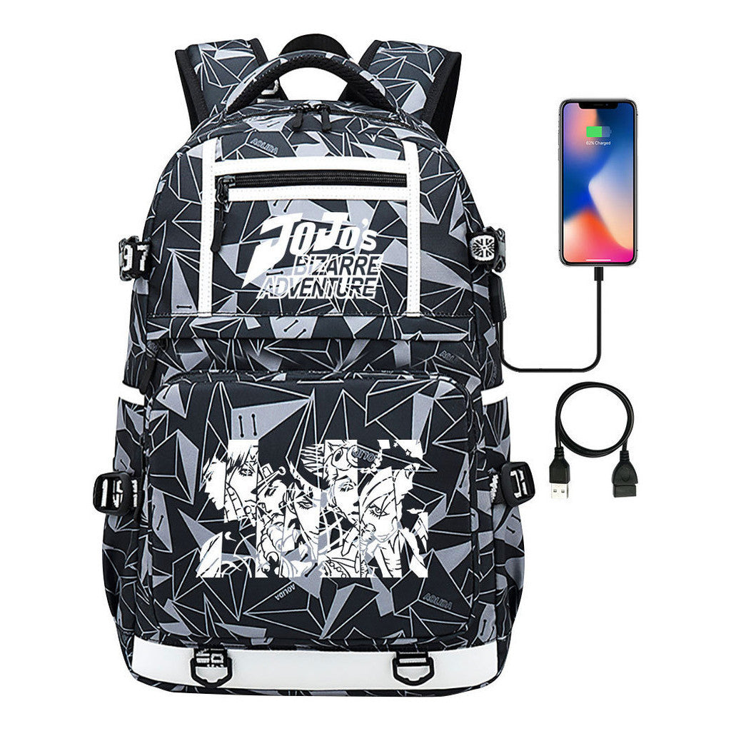 Comic Joe's Wonderful Adventure Print Usb Youth Student Backpack For Men And Women's Leisure Travel Backpack