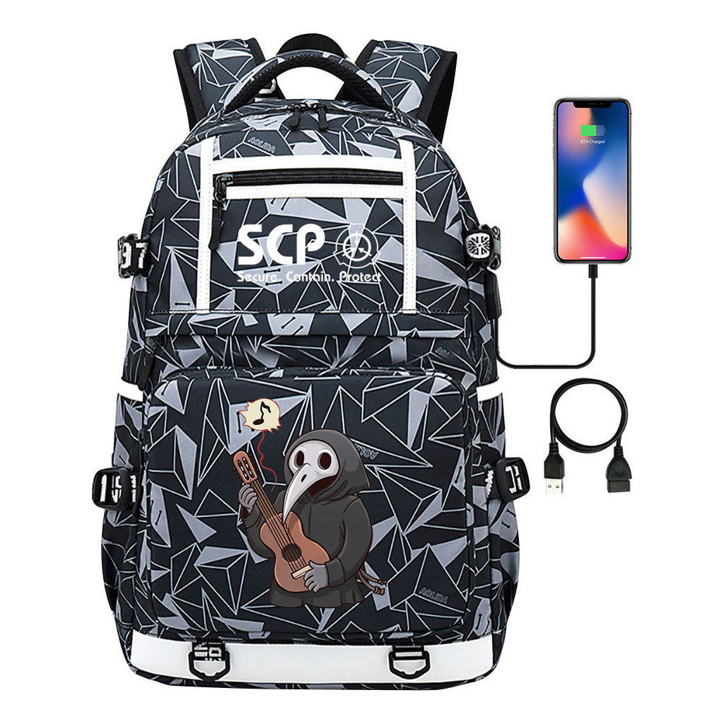 Printed Usb Youth Backpack For Men And Women's Leisure Travel Backpack