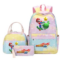 Super Mario Youth Student Girls School Bag Lunch Bag Three Piece Backpack Set