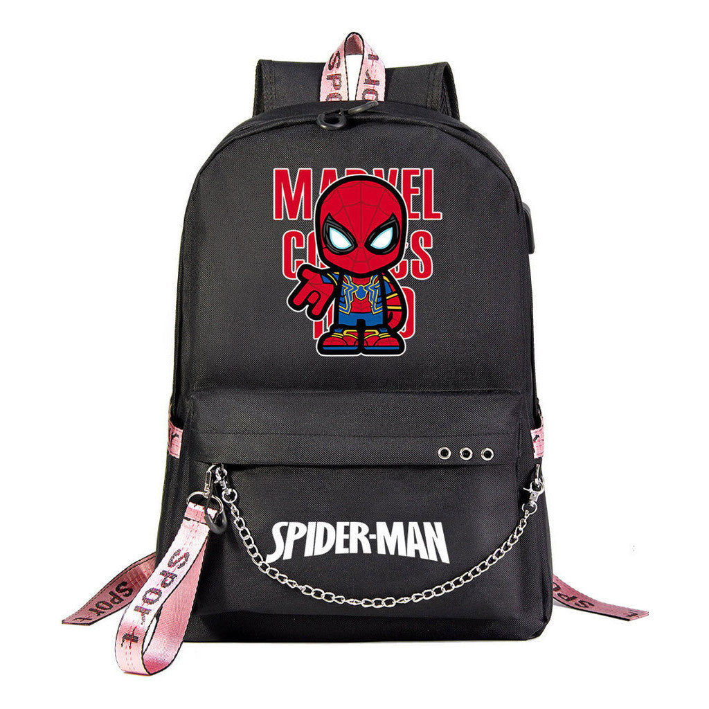 Superhero Printed Teenage Student Backpack For Boys And Girls, Casual Woven Strap Backpack