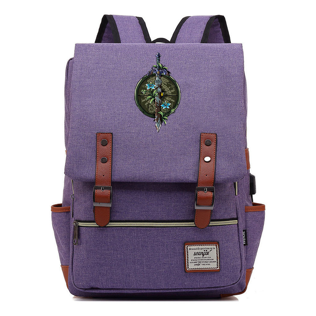 Game Tear Print Of The Kingdom Of Zelda Youth Primary And Secondary School Student Backpack Usb Men's And Women's Leisure Backpack