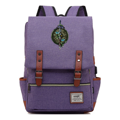 Game Tear Print Of The Kingdom Of Zelda Youth Primary And Secondary School Student Backpack Usb Men's And Women's Leisure Backpack