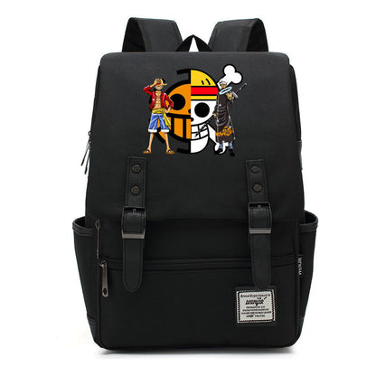 Anime Pirate King Luffy Printed Youth School Bag For Men And Women With Casual Belt Buckle Classic Backpack