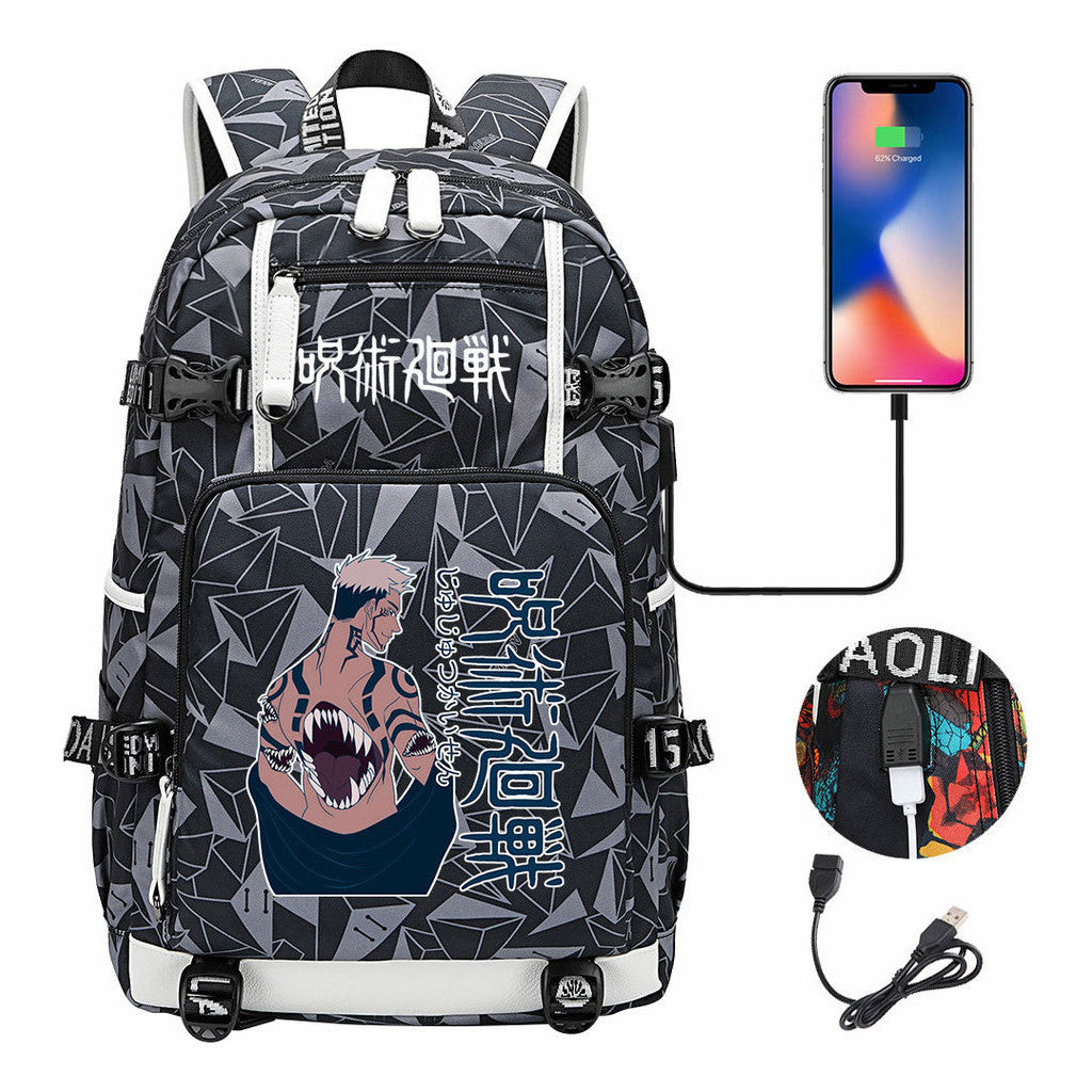 Printed Usb Youth Student Backpack For Men And Women's Leisure Large Capacity Travel Backpack