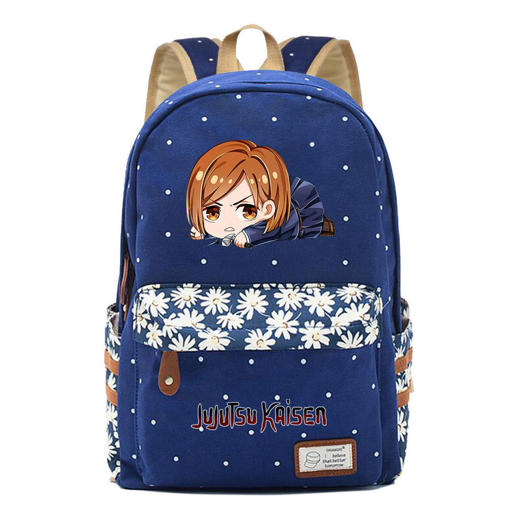 Cartoon Teenage Girl Student Backpack Casual Canvas Backpack
