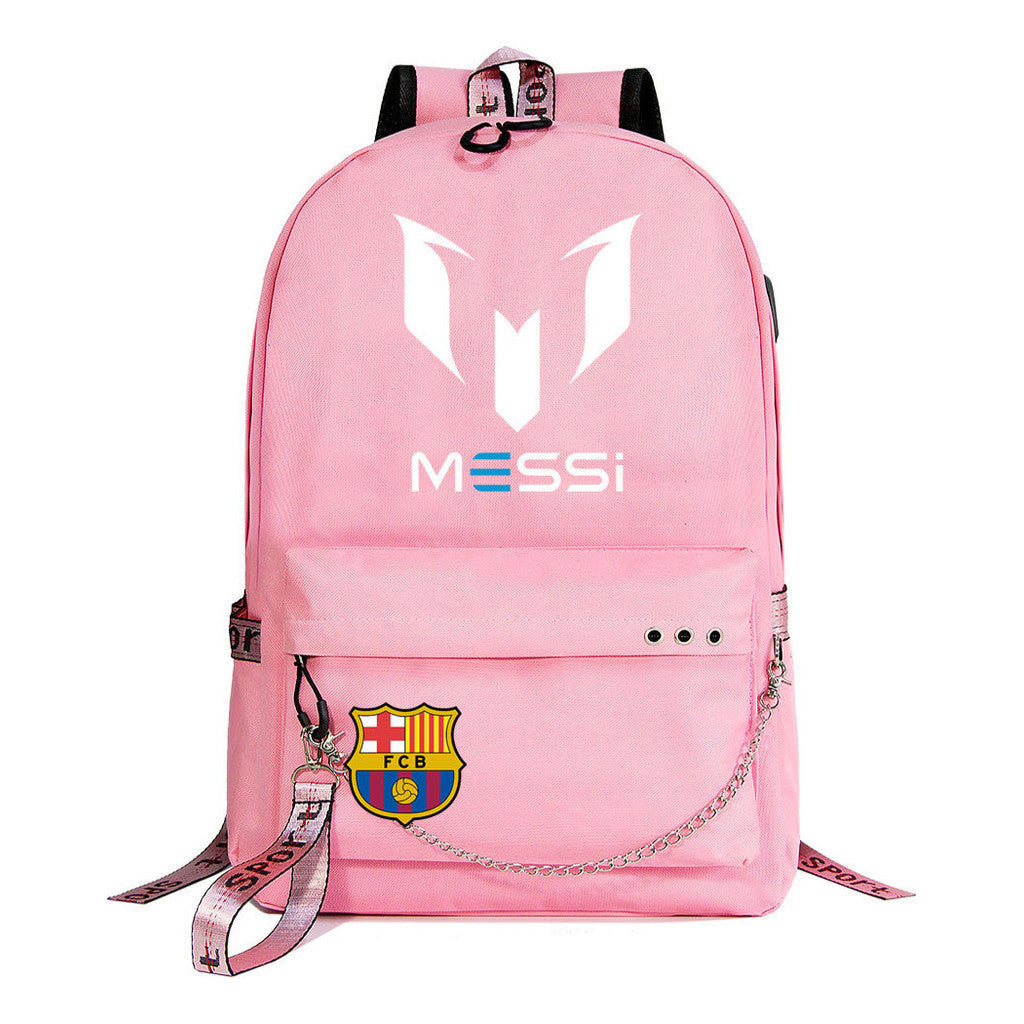 Sports Football Star Printed Usb Student Backpack For Leisure Travel Backpack