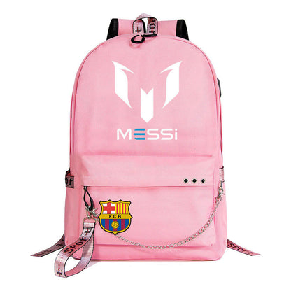 Sports Football Star Printed Usb Student Backpack For Leisure Travel Backpack