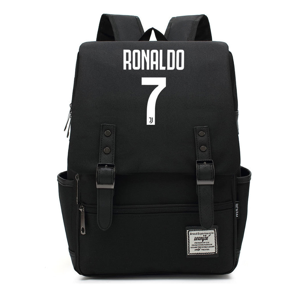 Football Star Cristiano Ronaldo Printed Student Backpack For Men And Women's Casual Classic Backpack
