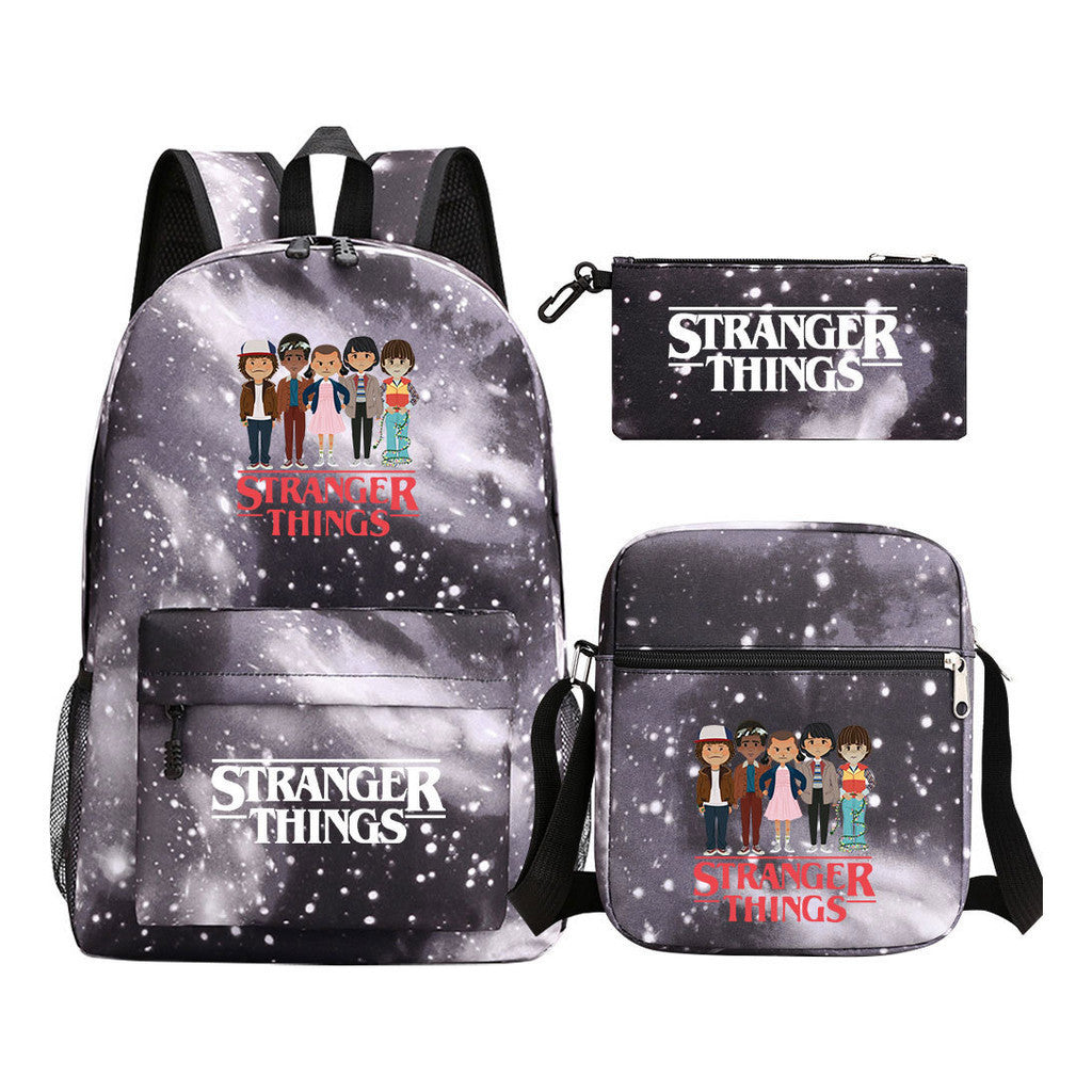 Strange Story Starry Sky Printed Youth Student Backpack 3-piece Set For Men And Women, Backpack Set