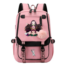 Cartoon Fashion Usb Youth School Bag For Boys And Girls Casual Ribbon Flip Backpack