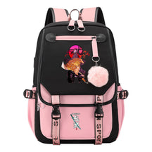 Cartoon Fashion Usb Youth School Bag For Boys And Girls Casual Ribbon Flip Backpack