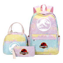 Jurassic Park Dinosaur Youth Student Girls School Bag Lunch Bag Three Piece Set Backpack Set