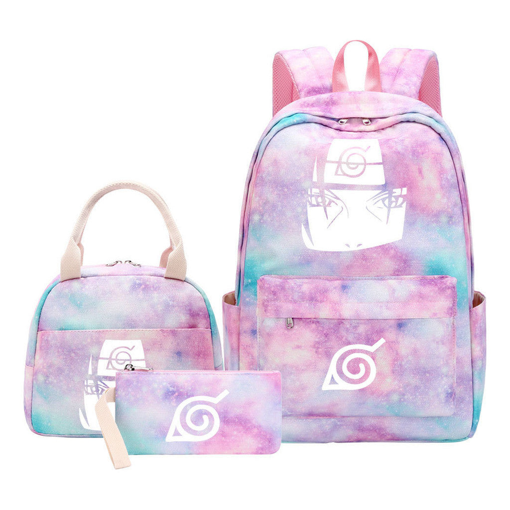 Naruto Teenage Student Girls School Bag Lunch Bag Three Piece Set Backpack Set