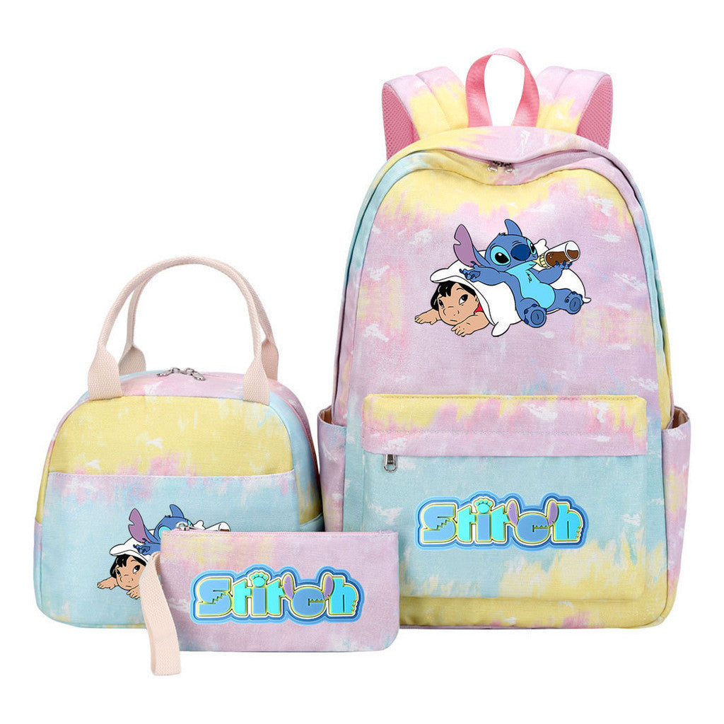 Interstellar Baby Stitch Youth Student Girls School Bag Lunch Bag Three Piece Set Backpack Set