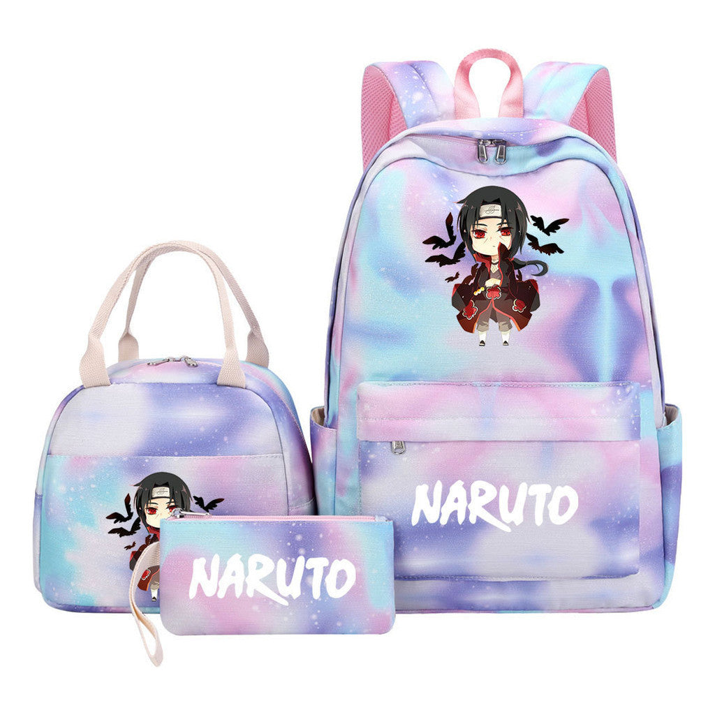 Naruto Teenage Student Girls School Bag Lunch Bag Three Piece Set Backpack Set