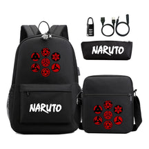 Naruto Usb Password Lock Youth Student Backpack Three Piece Set For Men And Women Backpack Set