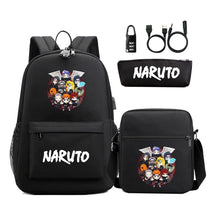 Naruto Usb Password Lock Youth Student Backpack Three Piece Set For Men And Women Backpack Set
