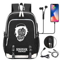 Strange Story Printed Usb Teenage Student Backpacks Men's And Women's Leisure Travel Backpack