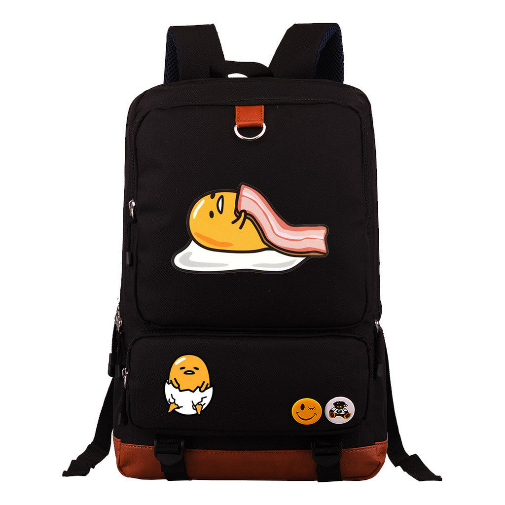 Cartoon Anime Lazy Egg Youth Student Backpack, Large Capacity Travel Bag, Boy's And Girl's Backpack