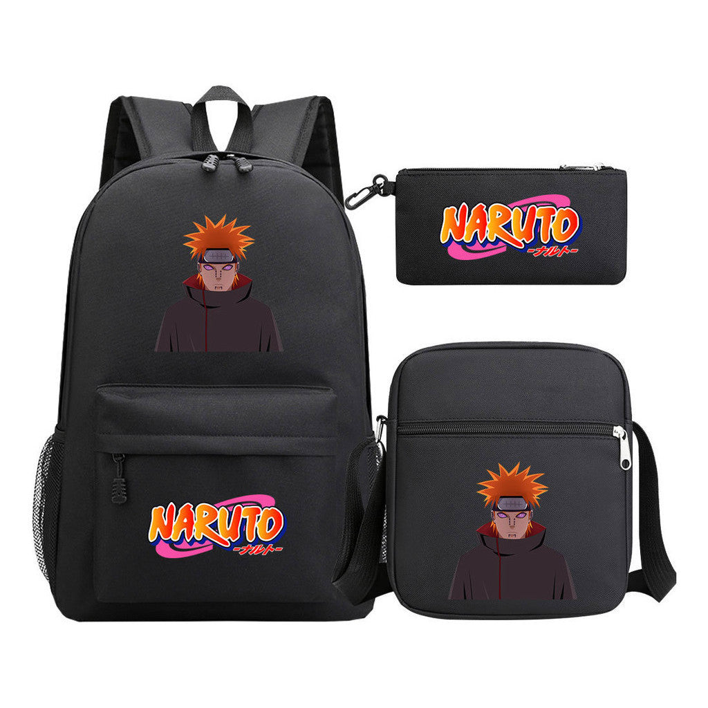 Anime Naruto Starry Sky Student School Bag Three Piece Set For Men And Women Backpack Set
