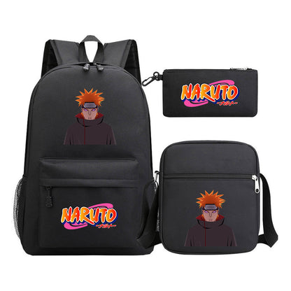Anime Naruto Starry Sky Student School Bag Three Piece Set For Men And Women Backpack Set
