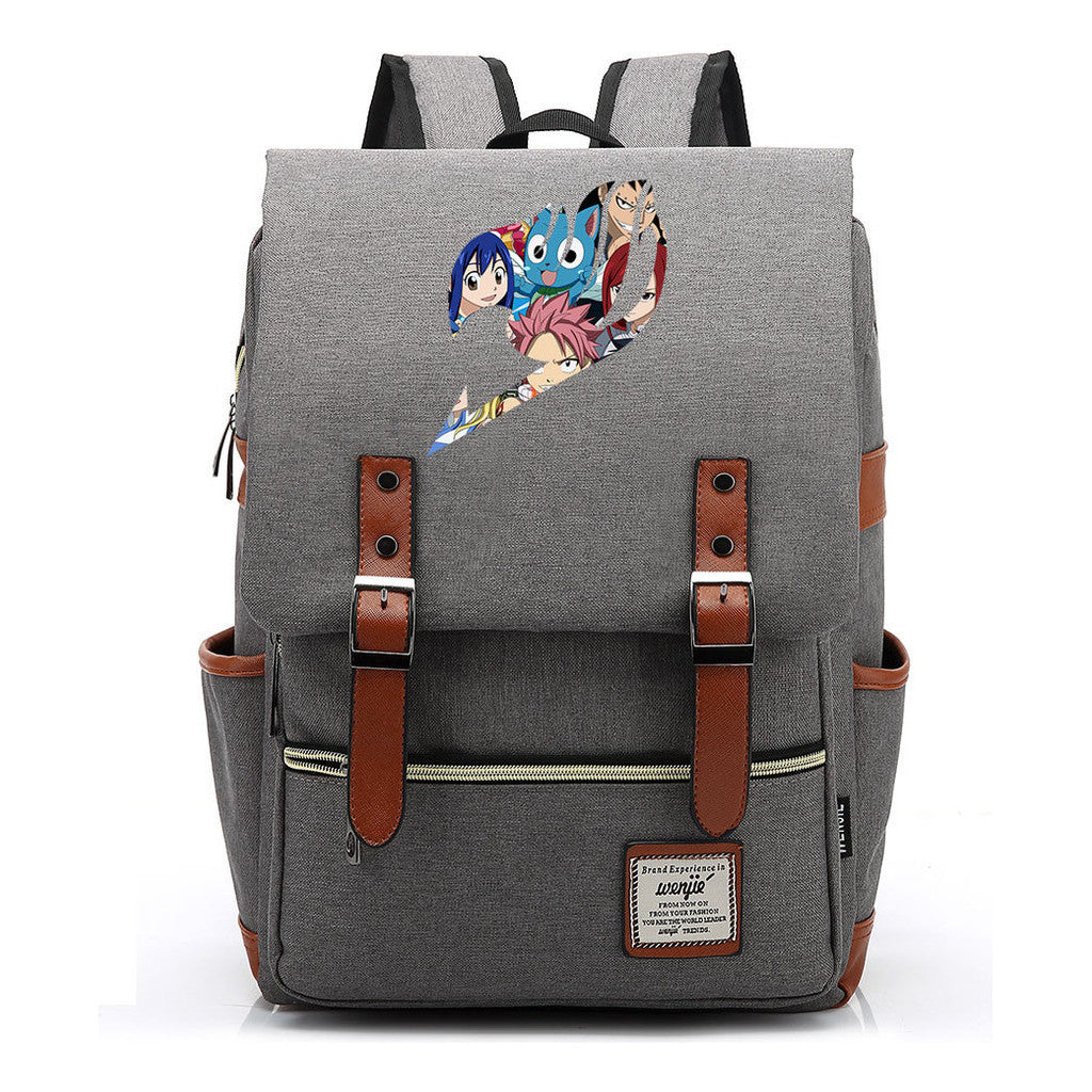Printed Youth Student School Bag Casual Belt Buckle Classic Backpack