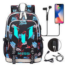 Blue Luminous Sports Football Star Teenagers Schoolbag Usb Leisure Backpack Men And Women