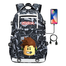 Roblox Game Printed Usb Youth Student Backpack For Men And Women's Leisure Travel Backpack