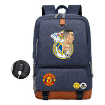 Football Star Cristiano Ronaldo Printed Usb Youth Student Backpack For Boys And Girls Leisure Travel Backpack